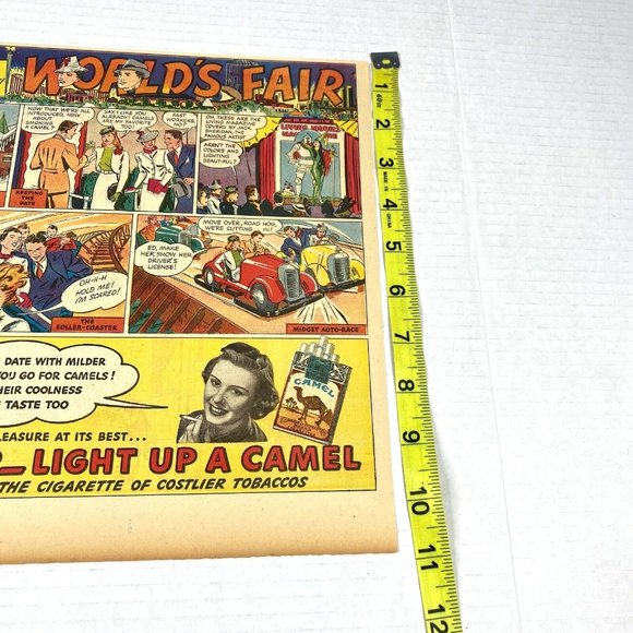 Camel Cigarette Ad New York World's Fair 1939 Comic Half Page Original Newspaper - Picture 10 of 11